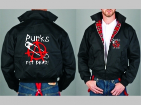 Punks not Dead Bunda Harrington s hrejivou podšívkou farby RED TARTAN, obojstranné logo (s kapucou iba v čiernej farbe je za 42,90euro) 